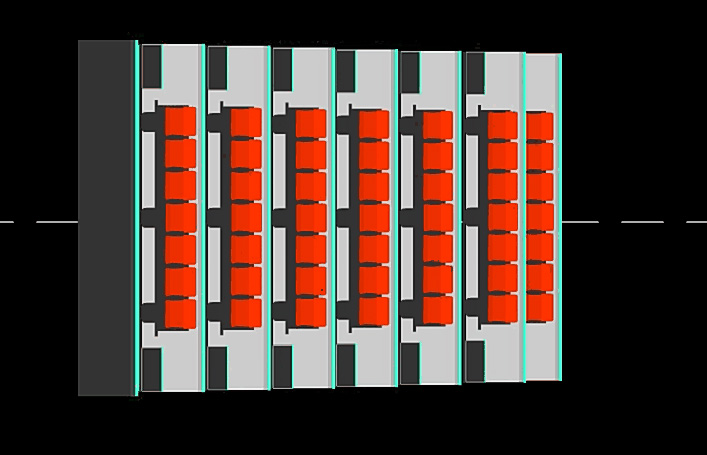 Independent emergency stop button on each row