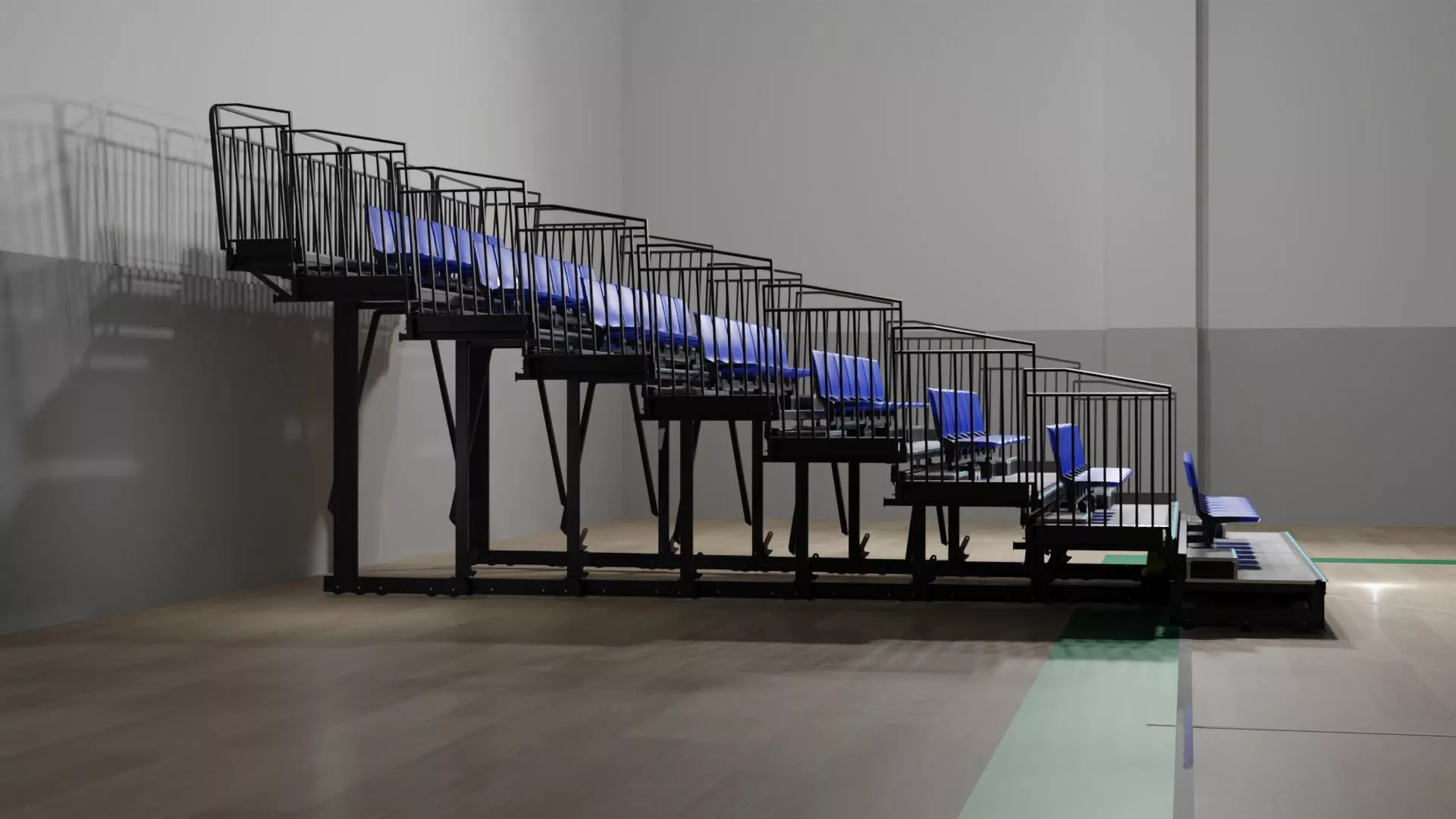 ALTULA retractable stand structure with safety railings